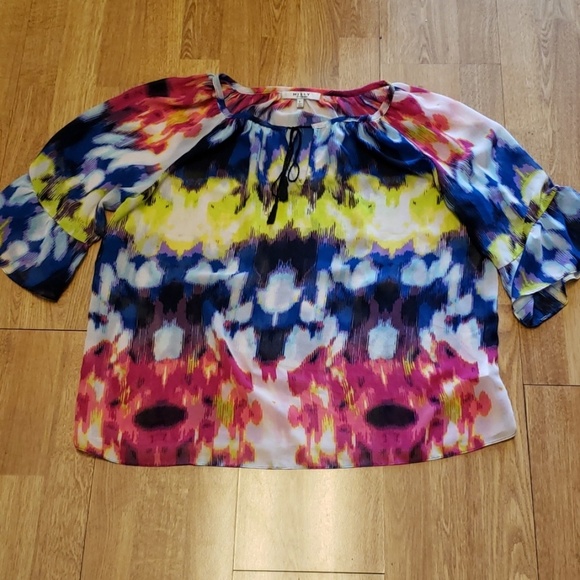 Milly Tops - Milly semisheer watercolor floral blouse.